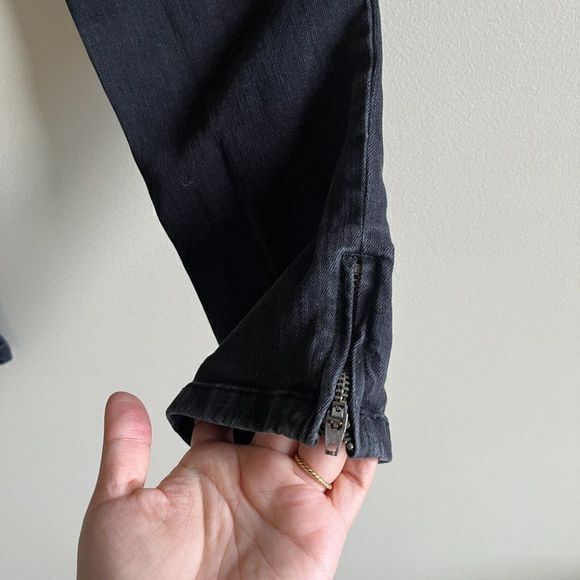 ZARA BASIC Z1975 Classic Black Moto Ankle Zipper Skinny Cropped Jeans Size 8 - Picture 5 of 7